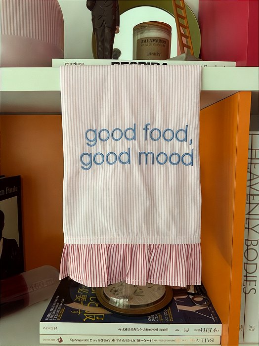 Pano de Copa Good Food Good Mood - Rosa/Vermelha