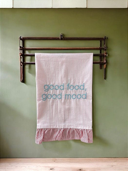 Pano de Copa Good Food Good Mood - Rosa/Vermelha