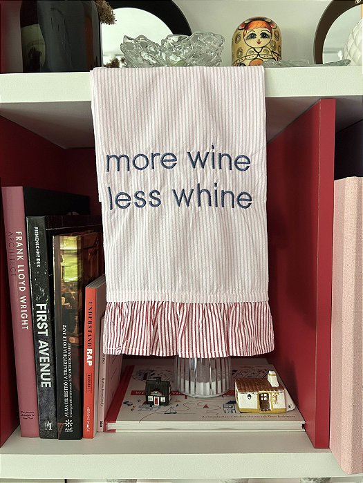 Pano de Copa More Wine Less Whine - Rosa/Vermelha