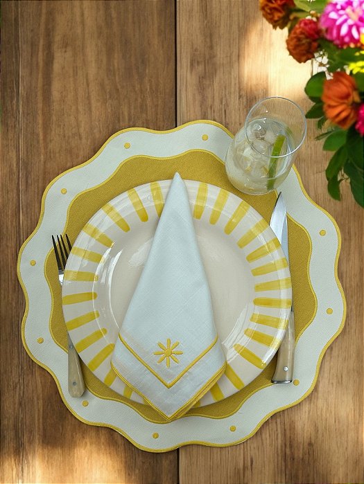 Guardanapo de Mesa Estrela - borda amarela