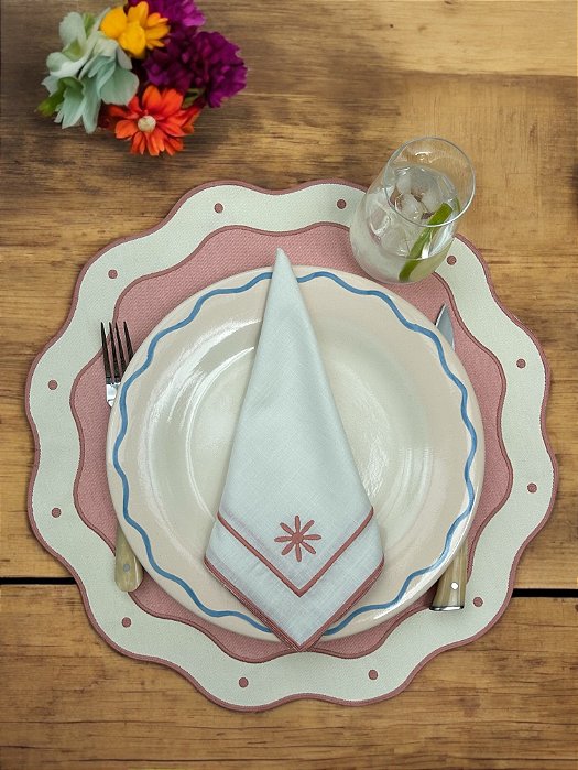 Guardanapo de Mesa Estrela - borda rosa