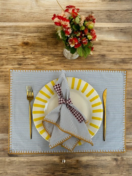 Jogo Americano Crochê - Borda Mostarda