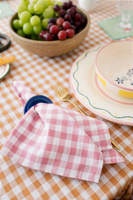 Guardanapo de Mesa Xadrez Largo - Rosa