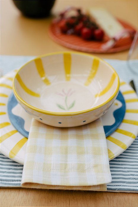 Bowl Poá - amarelo e azul