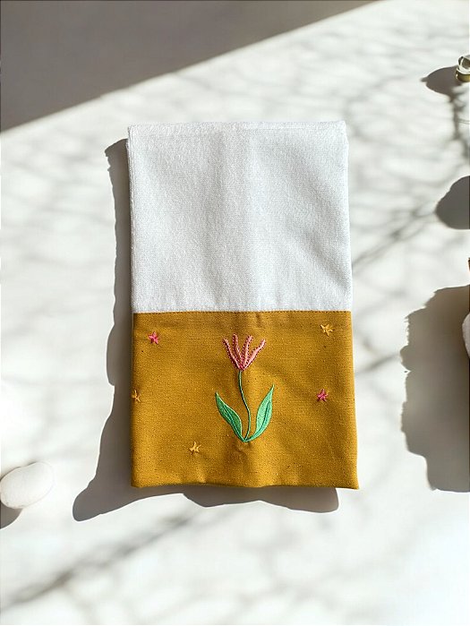 Toalha de Lavabo Flor - Mostarda