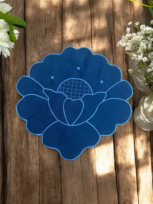 Jogo Americano Impermeável Formato Flor - Marinho