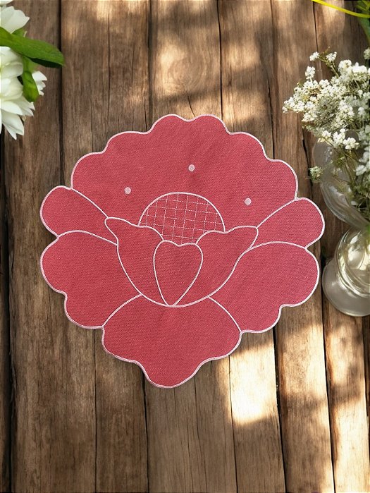 Jogo Americano Impermeável Formato Flor - Coral