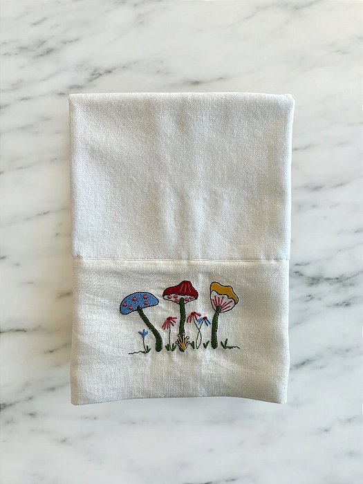 Toalha de Lavabo Cogumelos - Linho Off White