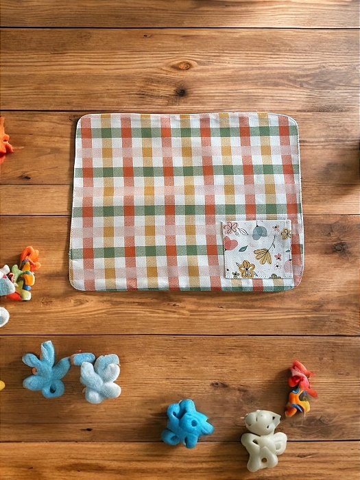 Jogo Americano Infantil Xadrez - Bolso Florido