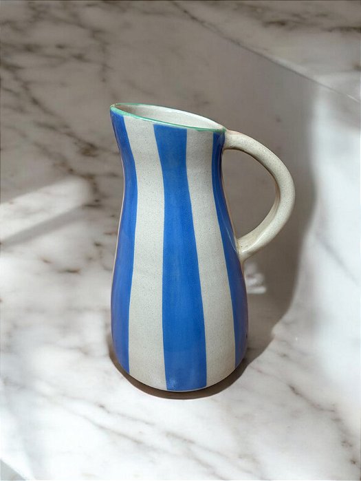 Jarra Listra Azul Friso Verde