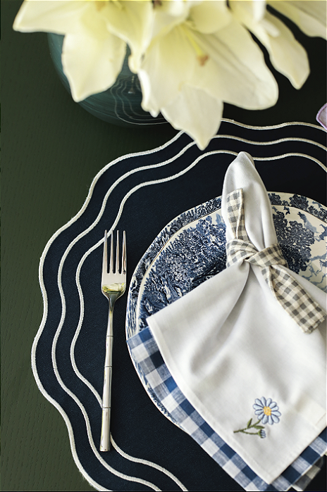 Jogo Americano Impermeável Marinho Trionda Pérola