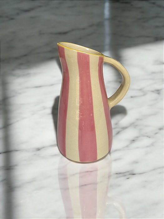 Jarra Listra Rosa Friso Amarelo