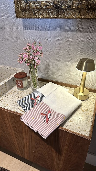 Toalha de Lavabo Listra Rosa