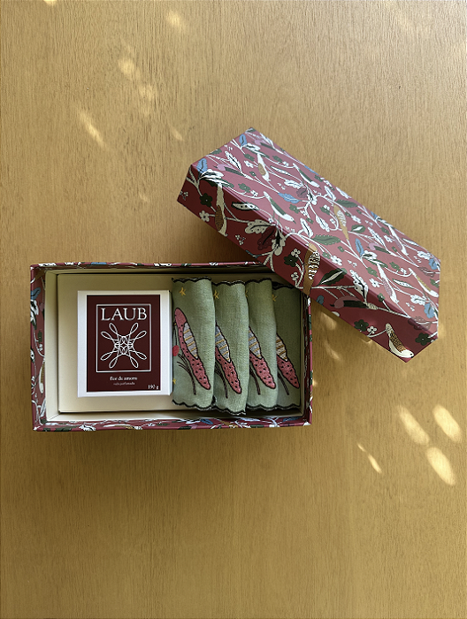 KIt vela Flor de Amora + Guardanapo Coquetel Verde