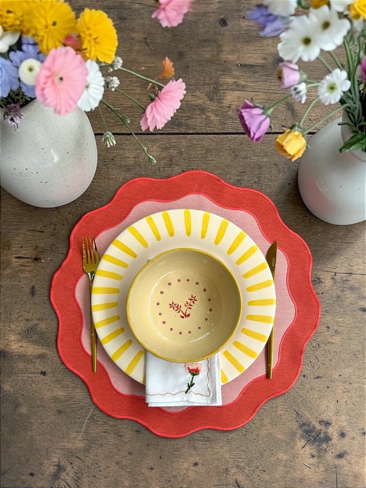 Jogo Americano Impermeável Dupla Face - Coral/Rosa