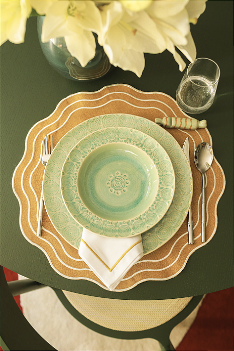 Jogo Americano Impermeável Mostarda Trionda Pérola