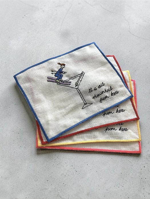 Kit Guardanapo Coquetel Esquiadora - Linho Off-white