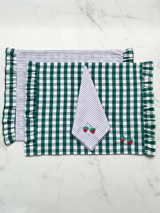 Jogo Americano Babado Fruta Morango