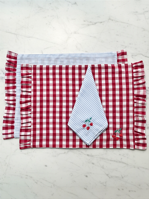 Jogo Americano Babado Fruta Cereja