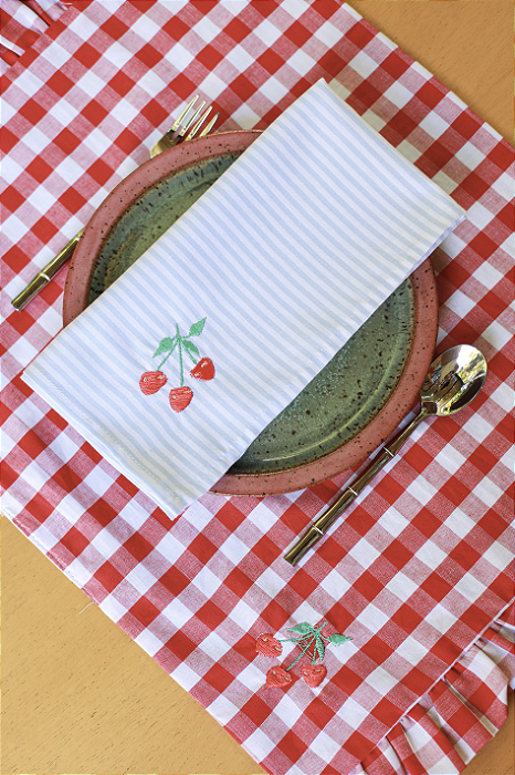 Jogo Americano Babado Fruta Cereja