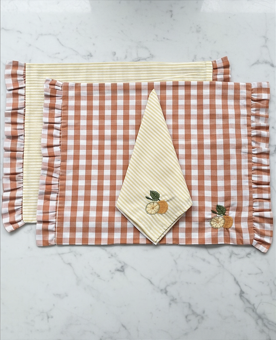 Jogo Americano Babado Fruta Laranja