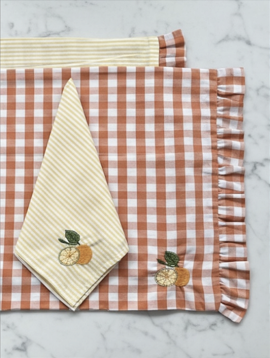 Guardanapo de Mesa Listrado Fruta Laranja