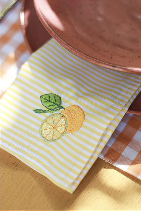 Guardanapo de Mesa Listrado Fruta Laranja