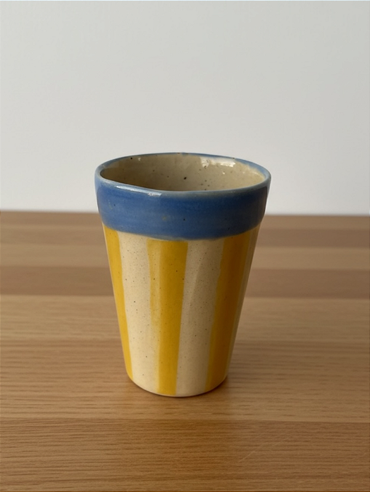 Copo Cerâmica - Listras Amarelas