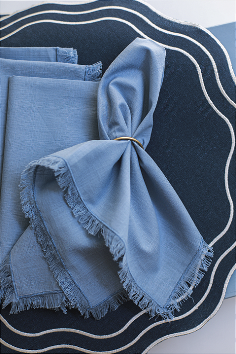 Guardanapo de Mesa Algodão Franja - Azul