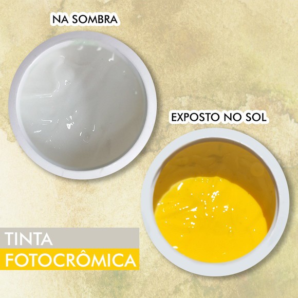 Tinta fotocrômica/Fotossensível muda de cor no sol