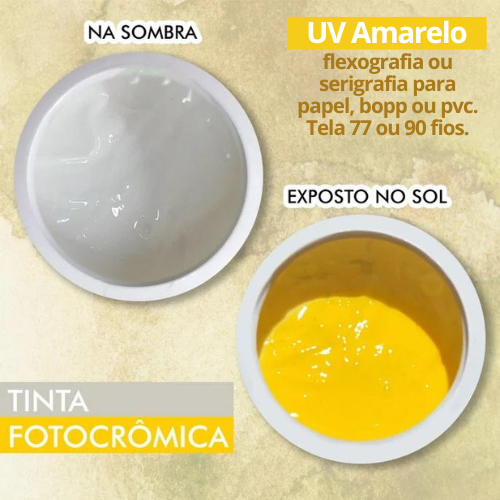 Tinta Fotocrômica UV Amarela 50g - Flexografia ou Serigrafia