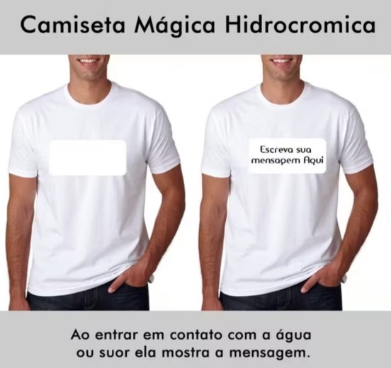 CAMISETA REVELAÇÃO MÁGICA – TINTA HIDROCROMÁTICA