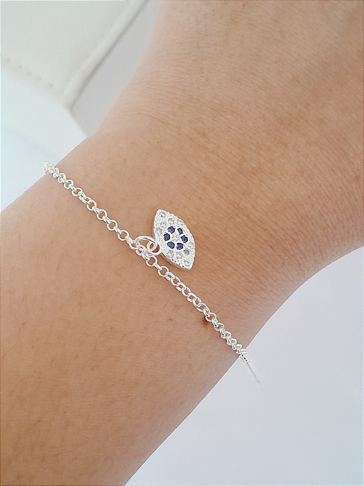 Pulseira prata olho grego