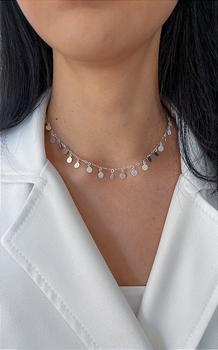 Chocker de prata 925 medalhinhas