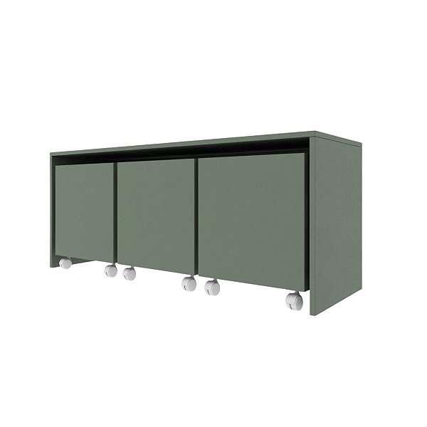 Mesa c/ 3 Baú Organizador de Brinquedos p/ Quarto de Criança verde