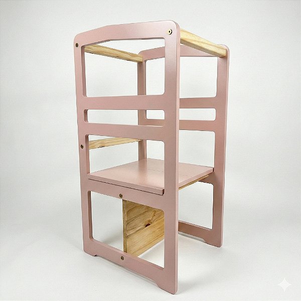 Torre de aprendizagem Montessori 4 em 1 Infantil MDF laca Cadeirão Educativo laqueado rosa pintada cadeirão