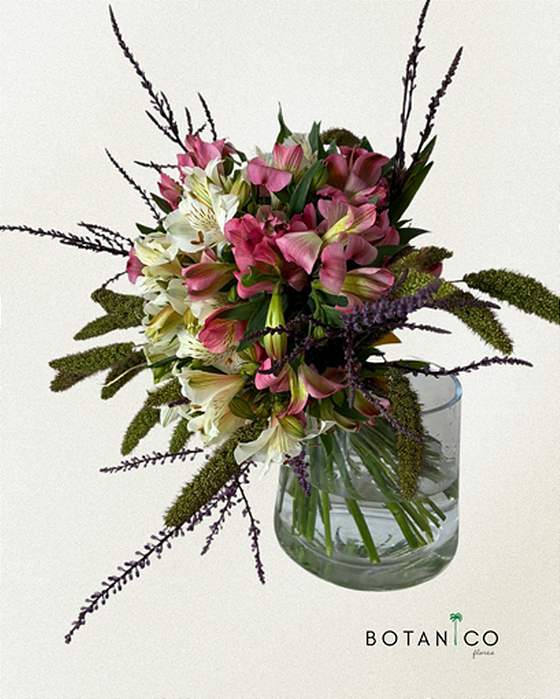 ARRANJO 3 MIX VIBRANTE NO VASO DE VIDRO - TAMANHO (P)