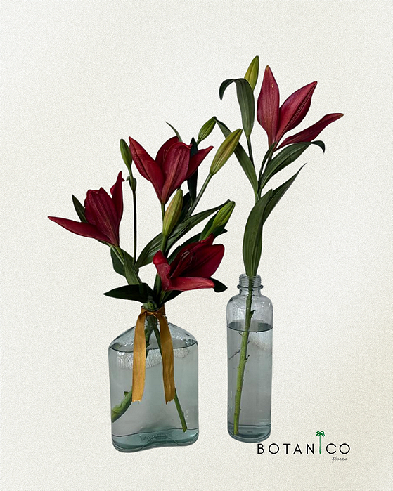 ARRANJO 5 ARTE EM VASOS E FLORES - COMPOSIÇÃO DE EM VASOS DE VIDRO - TAMANHO (G)