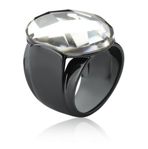 Anel Grafite Cristal Facetado - Tam 17