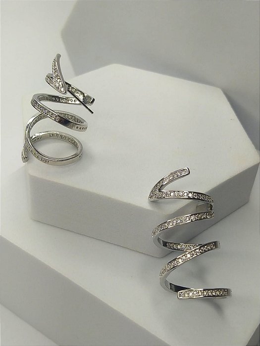 Brinco Grande Espiral com Zircônia