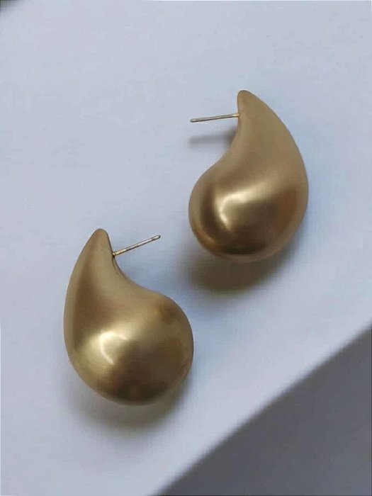 Brinco Gota Grande Escovado