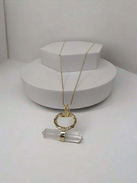 Colar com Pedra Natural de Cristal Transparente