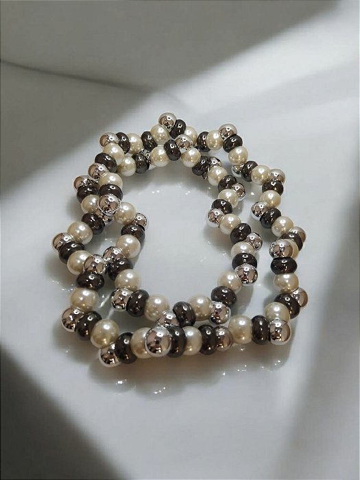 Colar Elementos Dois Banhos com Pérolas