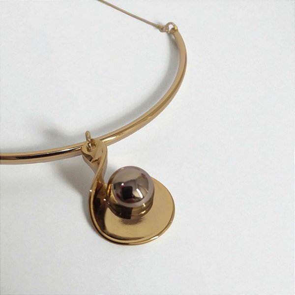 Colar Choker Dourada Pingente de Mix de Banhos