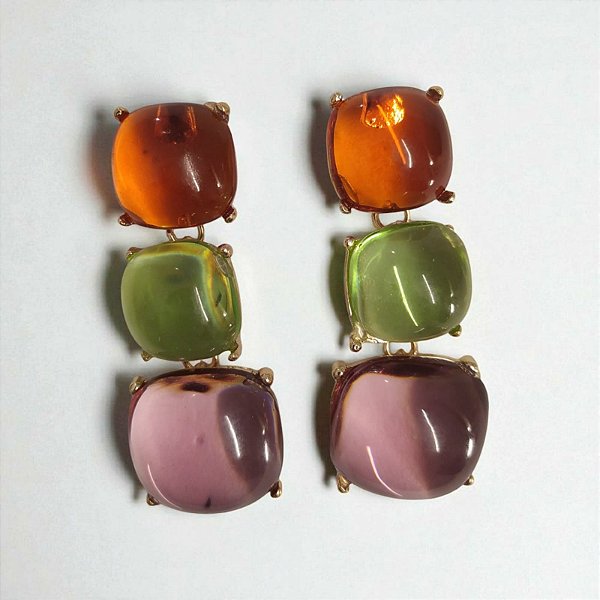 Brinco Três Pedras Resina