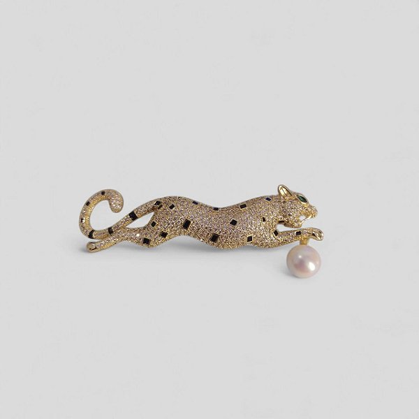 Broche Leopardo Cravejado
