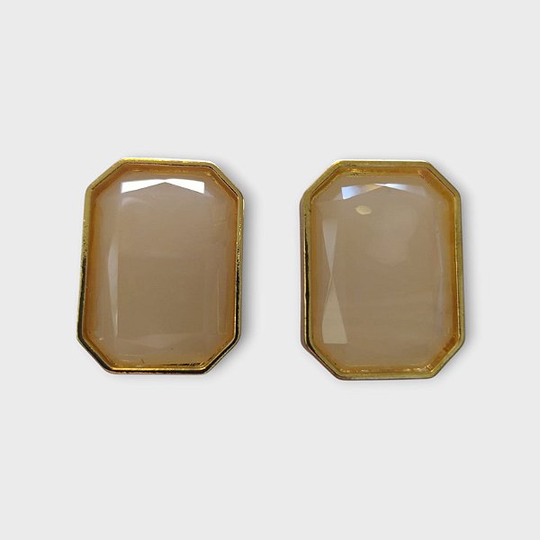 Brinco Dourado Pedra em Resina