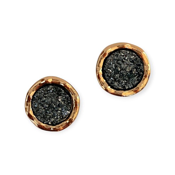 Brinco Dourado com Efeito Pedra Grafite
