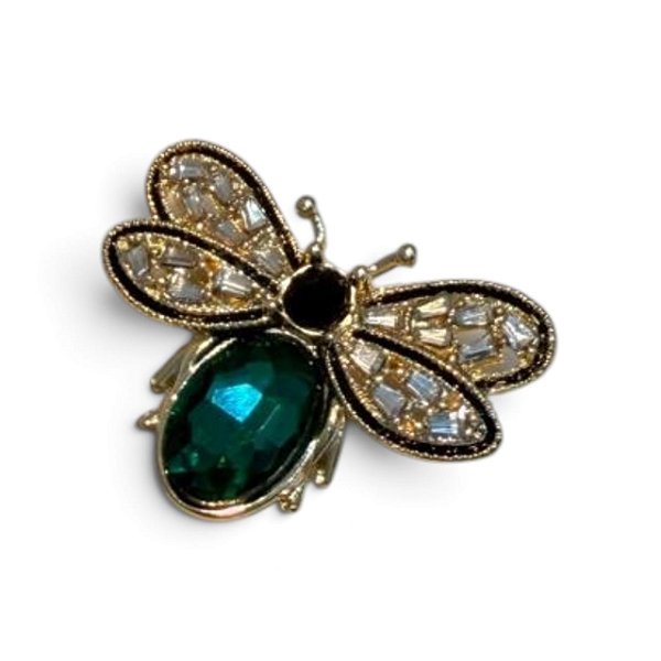 Broche Abelha Pedra Verde