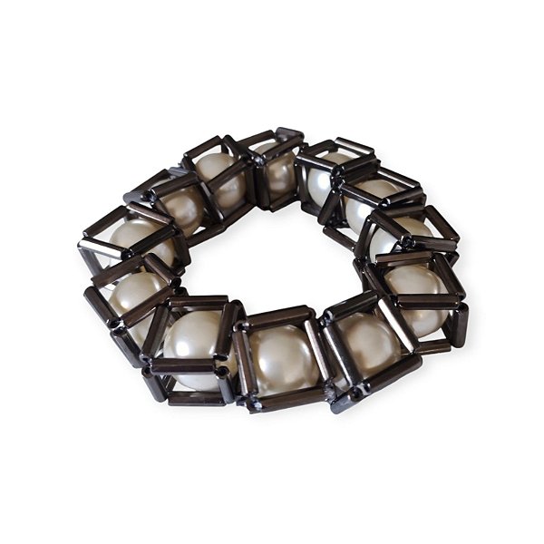 Bracelete Cubos com Pérolas
